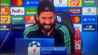 Liverpool goal keeper Alisson Becker angry at Mo Salah 