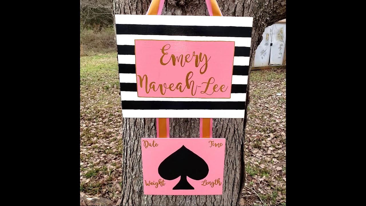 DIY canvas hospital door hanger for baby girl PART 3 YouTube