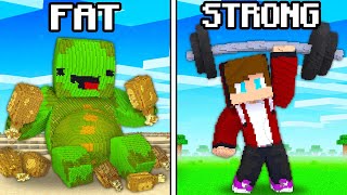 FAT Mikey and STRONG JJ Build Battle in Minecraft!  Maizen