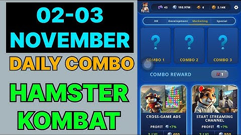 HAMSTER KOMBAT GAMEDEV DAILY COMBO | HAMSTER KOMBAT DAILY COMBO | 02 NOVEMBER HAMSTER DAILY COMBO