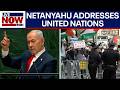 Israeli Prime Minister Benjamin Netanyahu addresses UN General Assembly amid protests