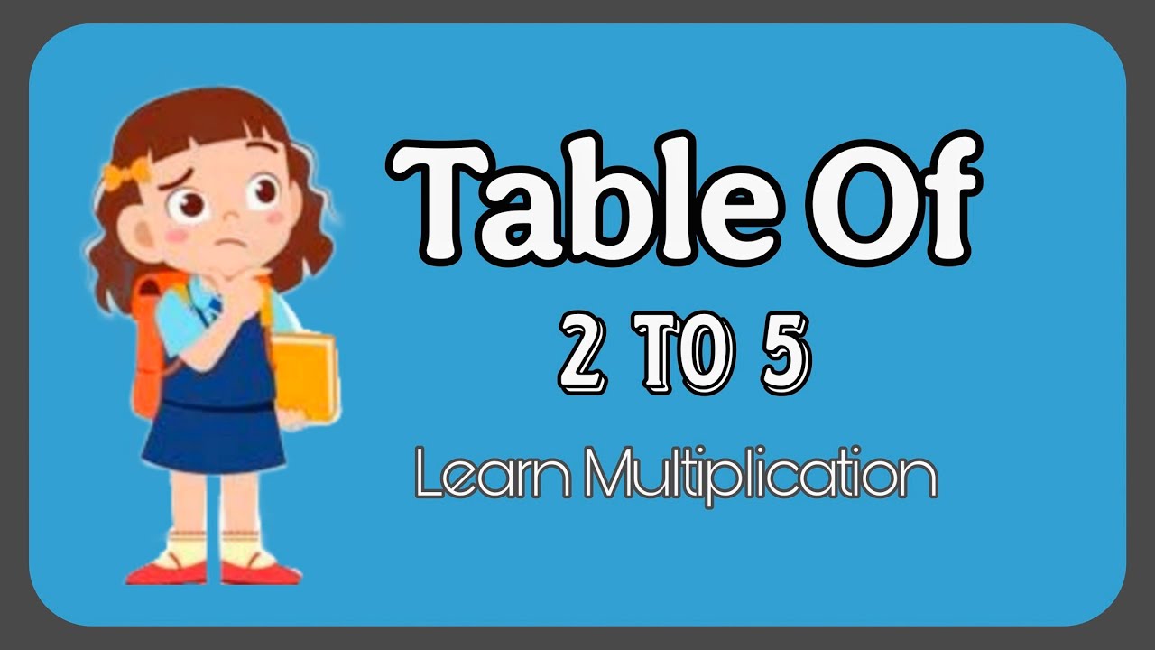 Learn multiplication !! table of 2 to 5 in english | pahada 2 se 5 tak | learn table of 2 for kids