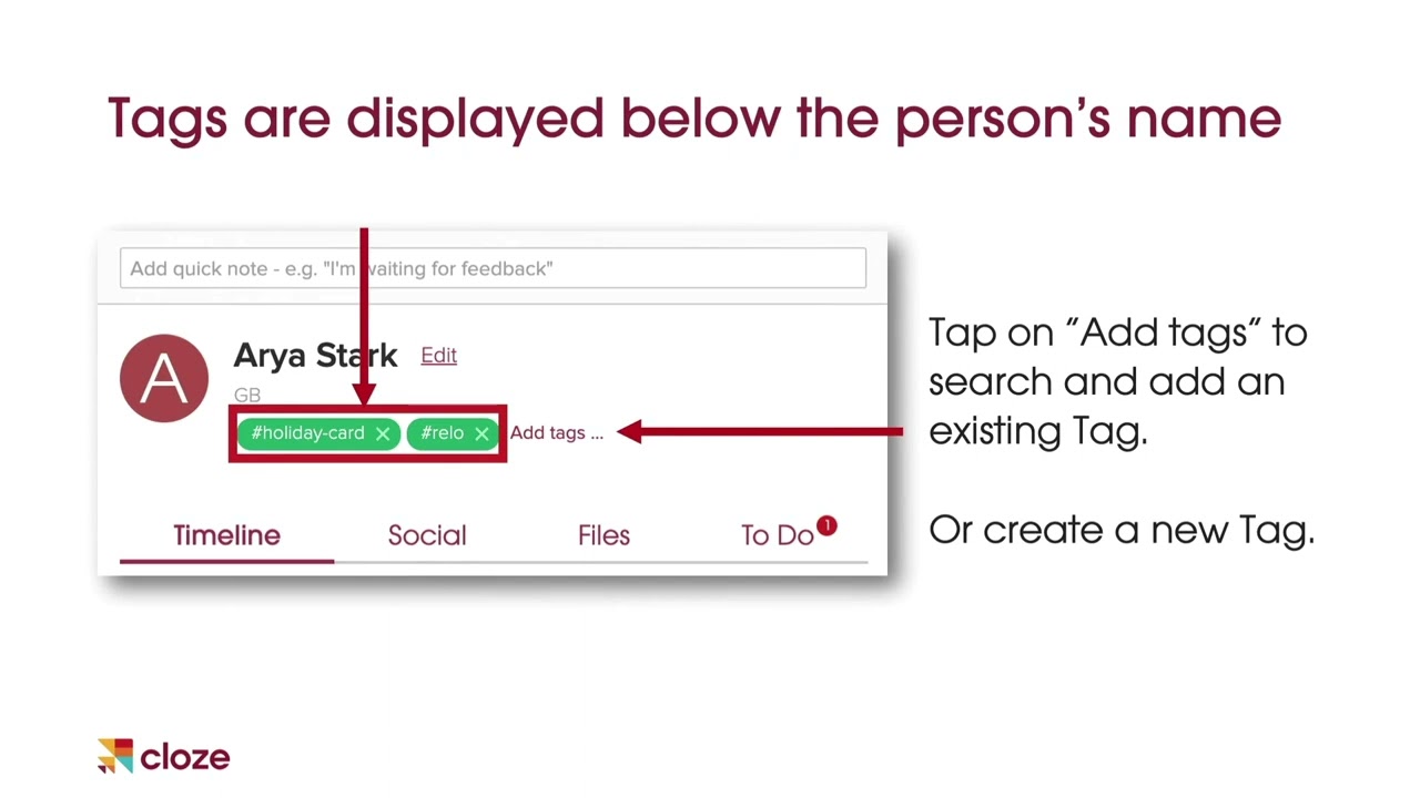 Cloze CRM: Using tags to organize contacts