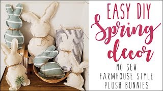Spring Decor DIY • Bunny Plush Pillow • No Sew • Easy