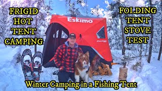 FRIGID HOT TENT CAMPING ⛺ & New WINNERWELL FOLDING TENT STOVE TEST (26C / 15F) ❄