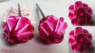 #DIY​ #Ribbon​ art​ #Amazing​ How​ to​ make​ flowers​ from​ ribbon. ไม้​กฐิน​ |  ไม้เสียบ​ธนบัตร​