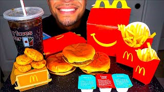 ASMR McDonald's HAPPY Meal Chicken Nuggets CheeseBurgers Fries Eating Show