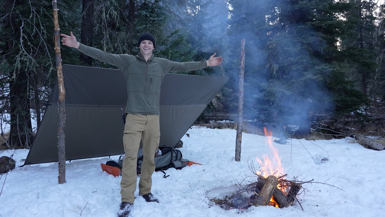 Solo Winter Camping | No Tent in the Freezing Cold