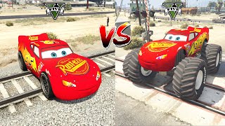 Can Monster Truck Mc.Queen vs Mc.Queen Car Stop The Train GTA 5?