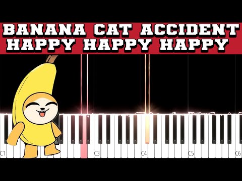 Banana Cat Accident (Beginner/Super Easy) Slowed Piano Tutorial (Free Sheet Music + MIDI)