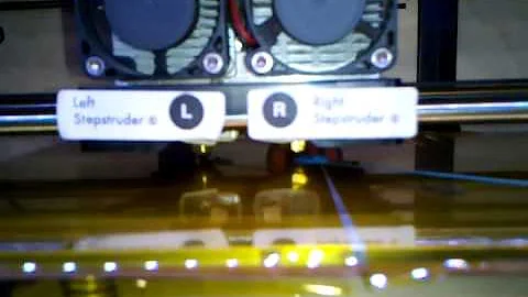 First test of simultaneous extrusion on a Makerbot Replicator