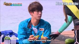 BTS Jin screaming and scared of grasshopper