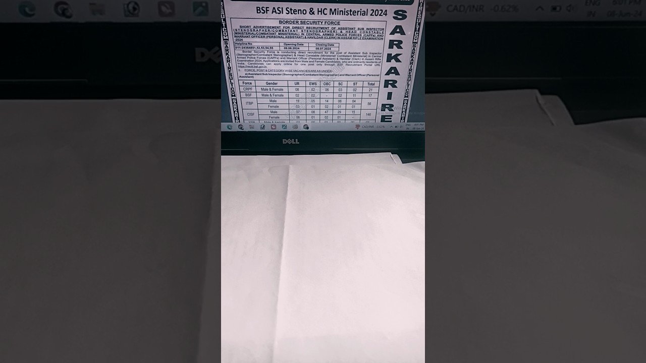 BSF Assistant sub inspector and head constable | 12th pass job 