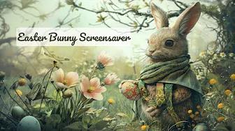 Whimsical Easter Bunny Screensaver, Easter Tv Art, Nature-Inspired Spring Samsung TV Art
