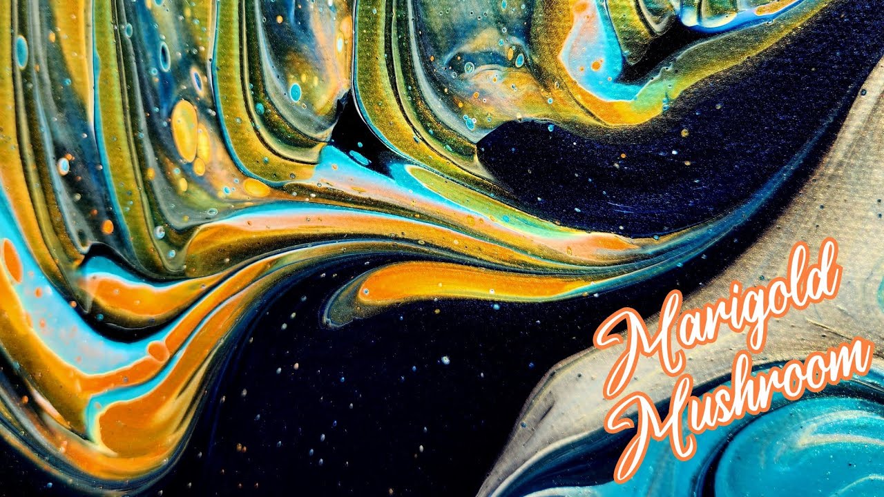 Marigold Mushroom✨️Bold Acrylic Double Wandering Ring Pour with Golf Ball Embellishment! Wow!