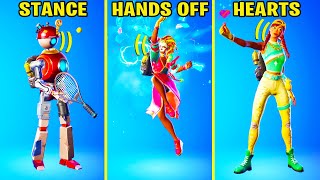 Top 25 Popular Fortnite Dances & Emotes! (Serve Stance, Finger Hearts, Hands Off!, Assassin)