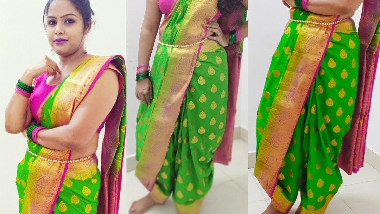 Dhoti style saree kaise pahne ll Maharashtian saree ll new style ...