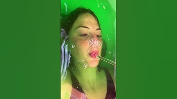 underwater slime straw bubble blowing by water world #underwater #slime