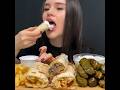 SHAWARMA FRIES GRAPE LEAVES DOLMA MUKBANG ASMR EATING Asmr Mukbang Shawarma Dolma 