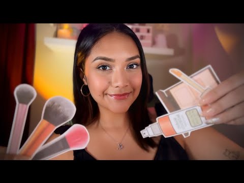 asmr en español TE MAQUILLO CON PAPEL 📝💄 roleplay | MARÍA DL ASMR