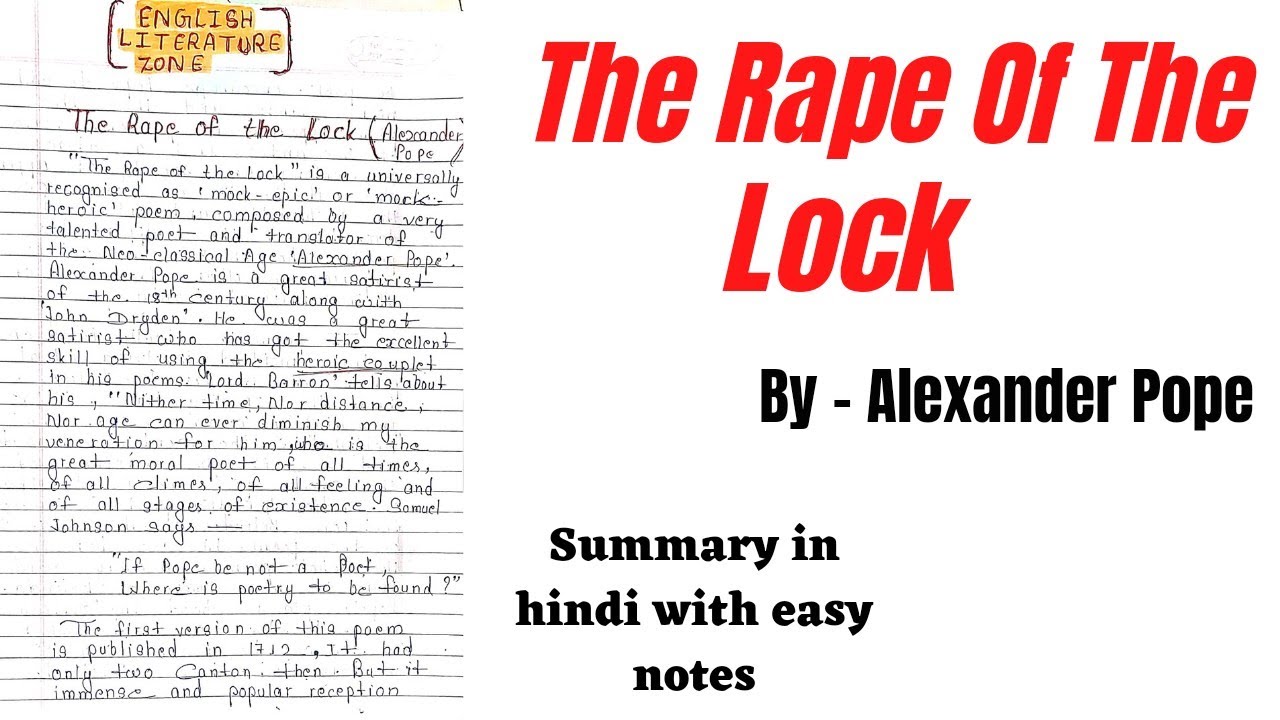 the rape of the lock as a mock heroic poem