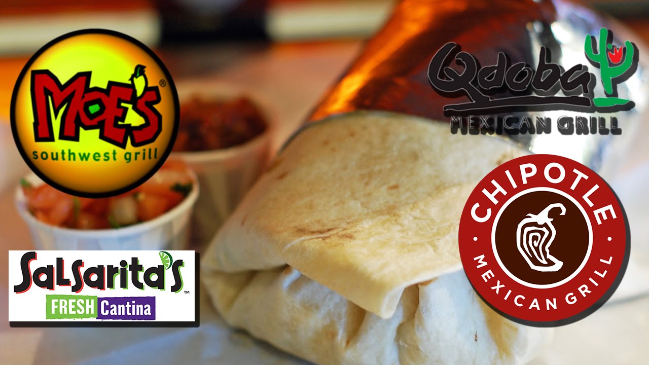 Qdoba vs Moe's vs Salsarita's vs Chipotle Mexican Grill Burritos YouTube