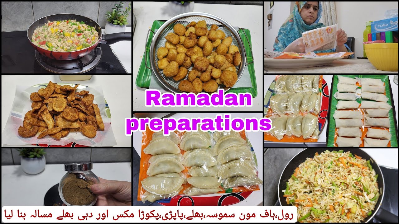 Ramadan preparations | Iftar recipes | half moon samosa | spring rolls | mash dal bhllay | papri