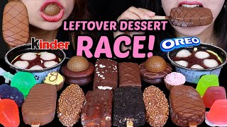 ASMR LEFTOVER DESSERT RACE! MOCHI ICE CREAM SUNDAE, KINDER DELICE, TIKTOK JELLY, OREO ICE CREAM 먹방