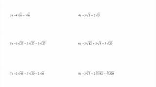 Adding, Subtracting and Multiplying Radicals Notes