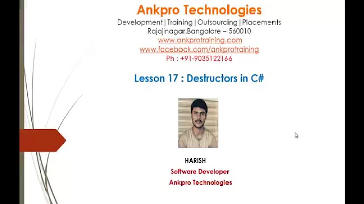 C# Beginner to advanced - Lesson 17 - Destructor
