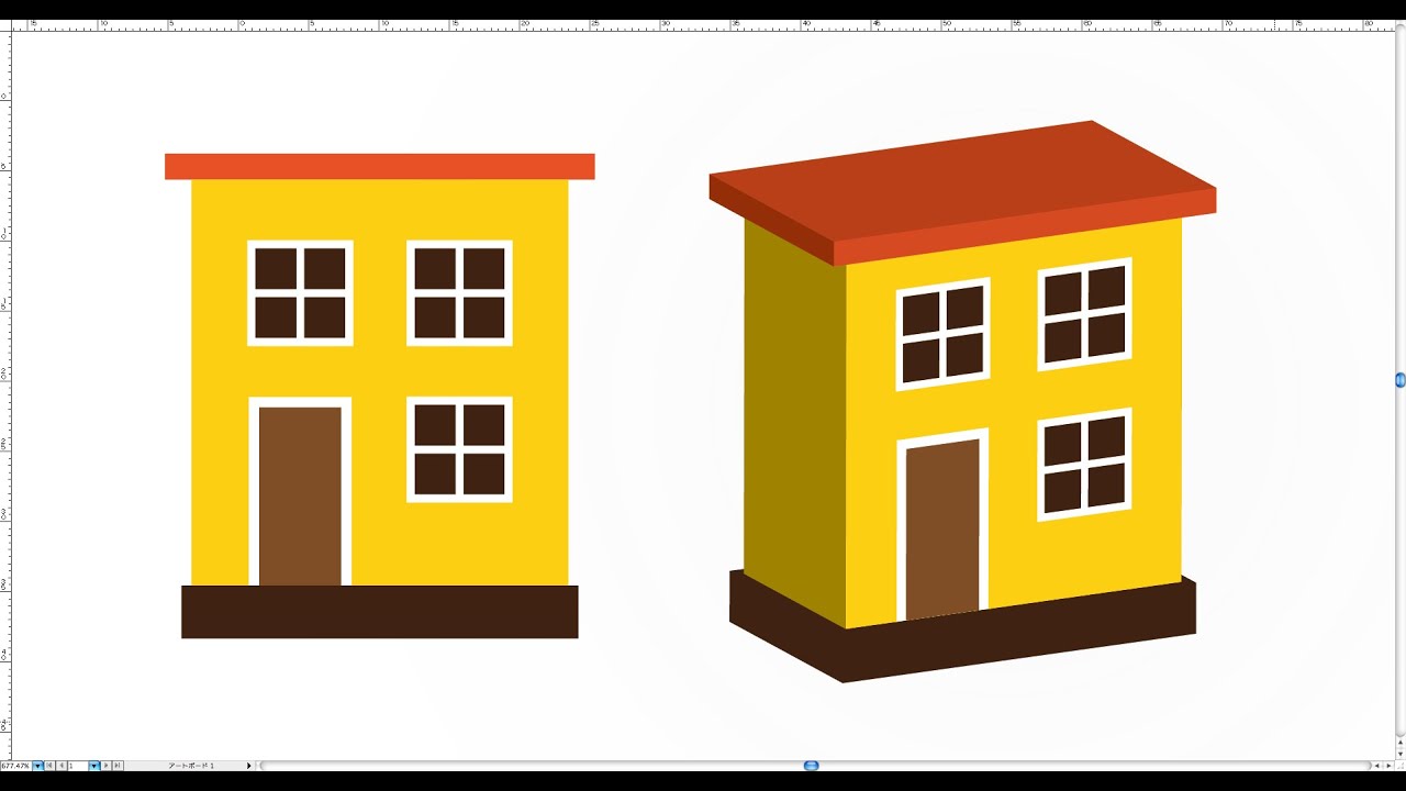 How To Create 立体的な家 Illustrator Tutorial チュートリアル Youtube