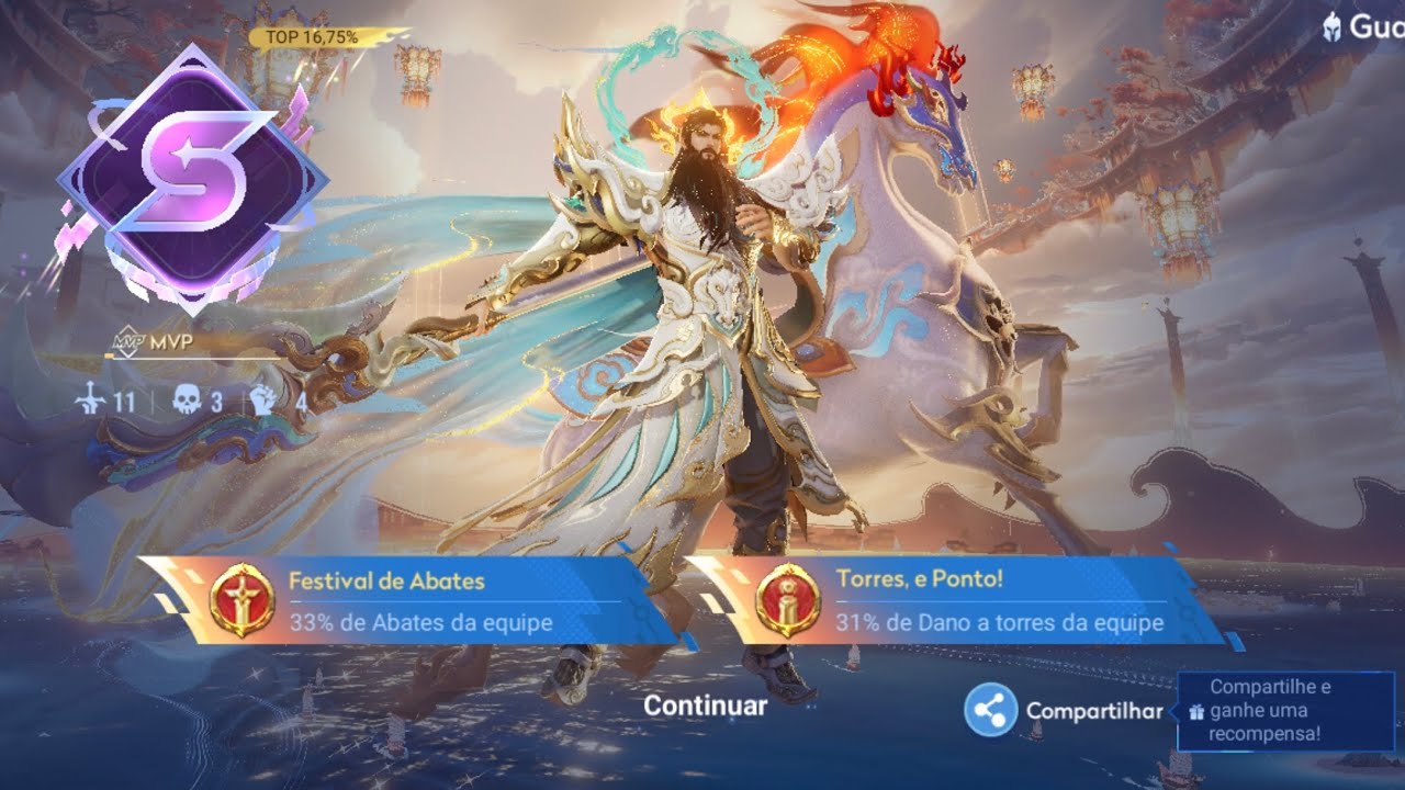 Guan Yu: Cavalo Marinho + buff - Honor of kings 