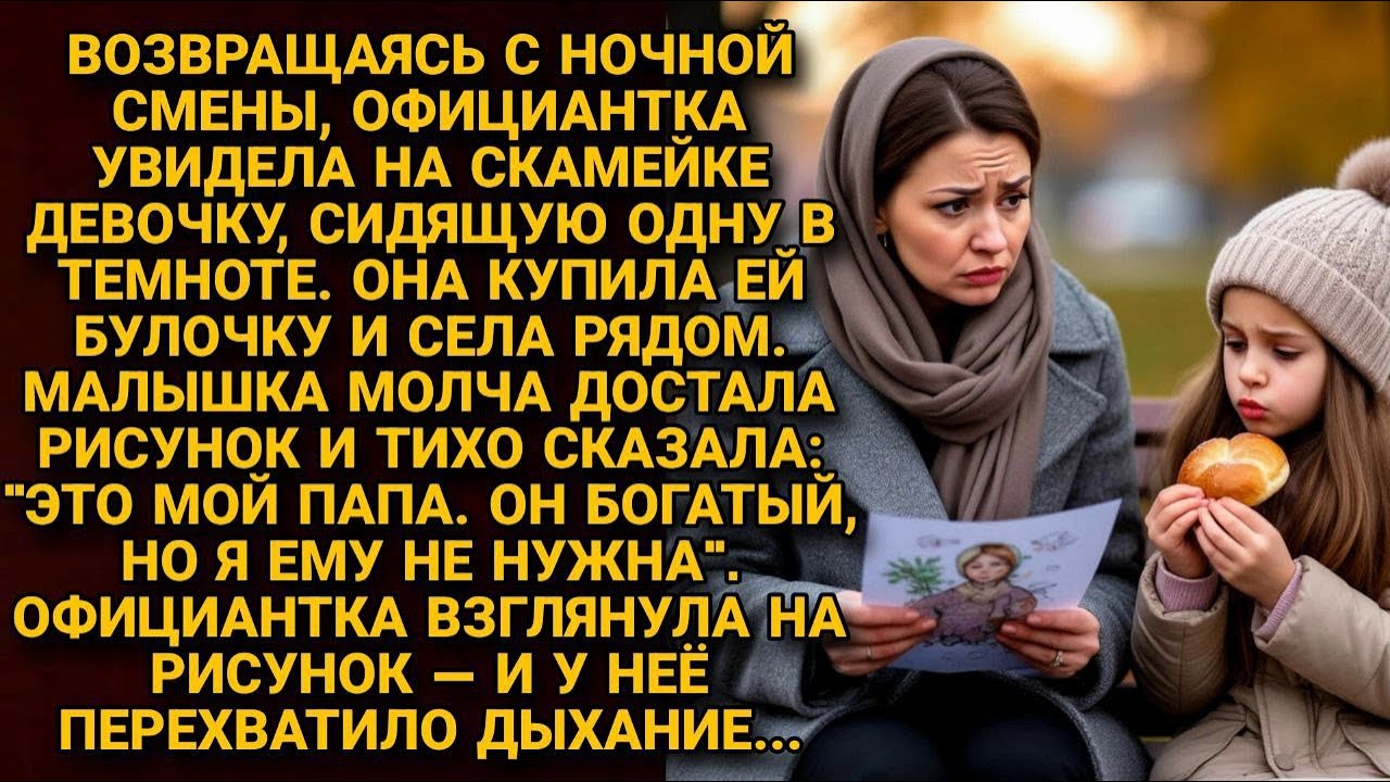 Официантка увидела девочку одну в темноте. Взглянув на рисунок, она узнала имя своего бывшего мужа..