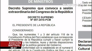 Gobierno publica decreto que convoca a sesión extraordinaria del Congreso