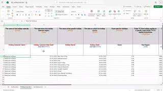 04 HRM Templates | Holiday Calendar