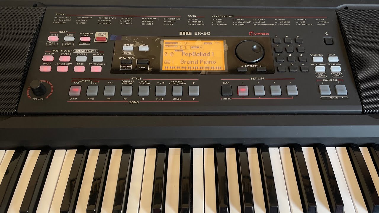 Korg ek50 ek-50 funciones principales tips atajos funciones básicas septiembre 2023