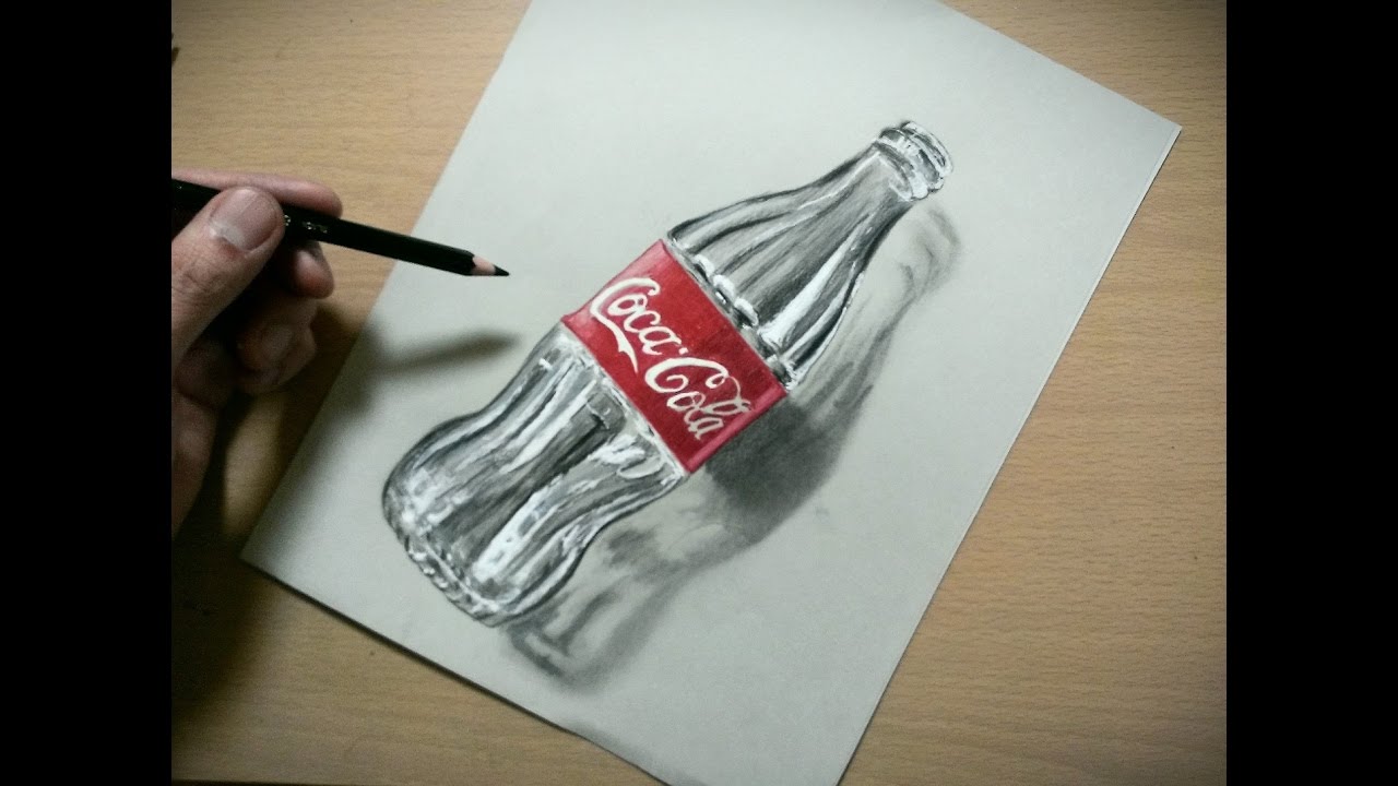 色鉛筆でコーラの空きビン描いてみた Draw A Coca Cola Bottle Youtube