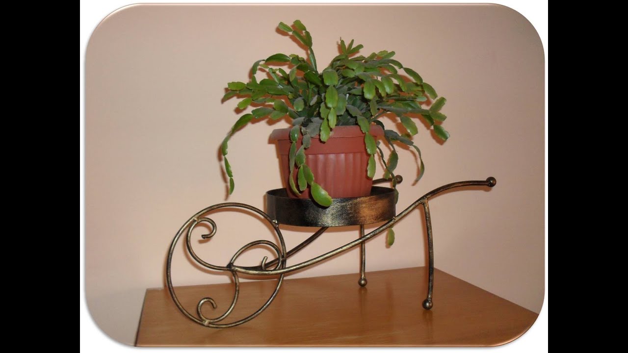 How to make a wheelbarrow plant holder YouTube