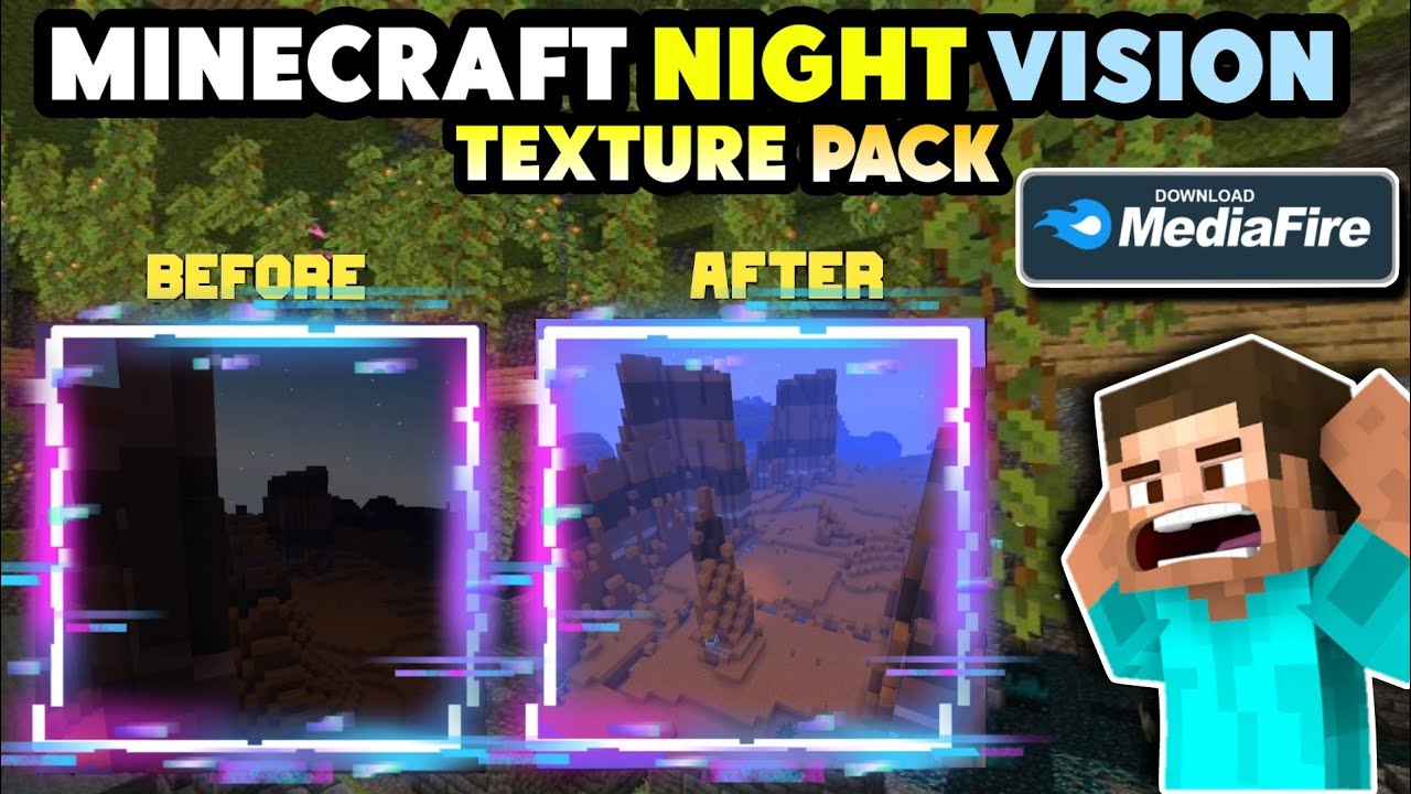 Night vision texture pack for minecraft pe 1 19 night vision texture