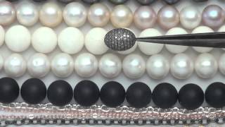 14X10mm Oxidized Sterling Silver Rice Bead,1.73Cts of Pave Champagne Diamonds - PKS1182