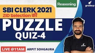 Puzzle | SBI Clerk 2021 | Reasoning | Arpit Sohgaura | Gradeup