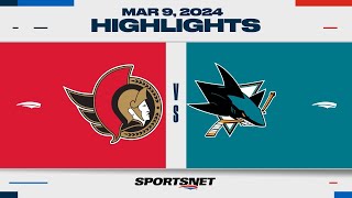 NHL Highlights | Senators vs. Sharks - March 9, 2024