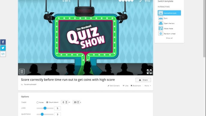 How to make a game show quiz using word wall (Basic) 