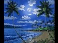 Cara melukis pantai di malam hari dan bulan menggunakan akrilik di atas kanvas