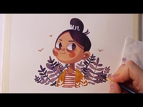 Watercolor Illustration Portrait work in progress painting by Iraville