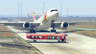 Bus Accidently Came In Runway During The Landing Of Huge Plane -- Gta 5
