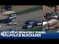 POLICE CHASE: Woman in Volvo repeatedly escapes police blockades