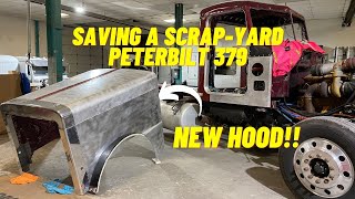 Rescuing our 1990 Peterbilt 379  Rebuilding the hood!!