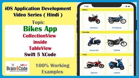 Adding Collection view in Table view cell in Swift 5 XCode | Vehicles Bike App GUI in iOS App Design