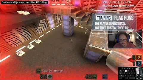 Quake 2 CTF - BIND F USE GRAPPLE - EPISODE 2 - Flag run training for just 2 players